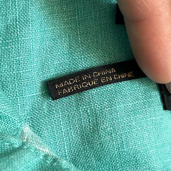 Donna Karan New York Women's Linen Lagenlook Blue Button Up Blouse - Picture 6 of 10